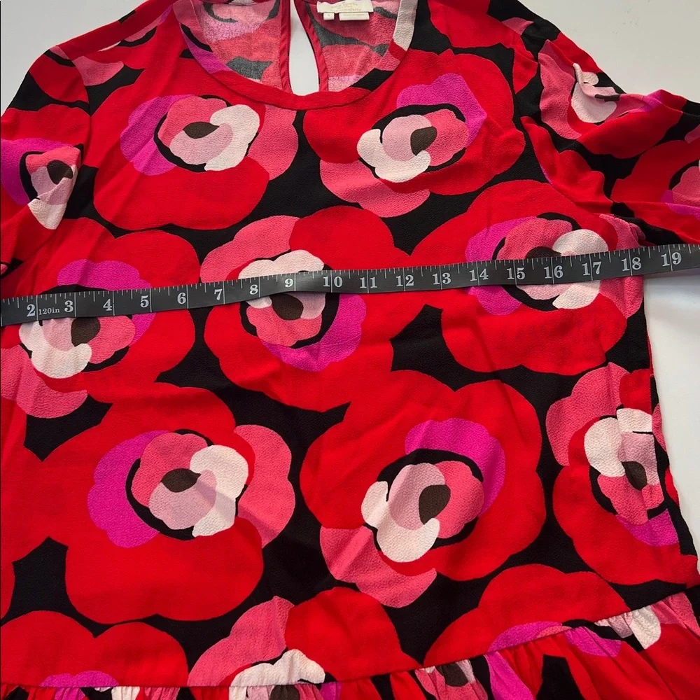 Kate Spade shirt New York Long Sleeve Deco Colorful statement‎ bold Rose Peplum